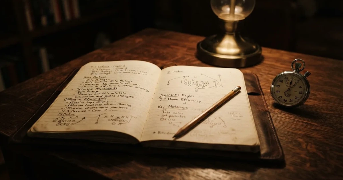 An open notebook with a pencil and a stopwatch on a wooden table