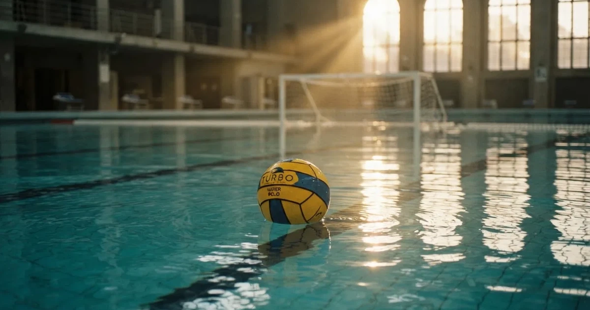 A ball on the centre spot of a grass pitch in morning light